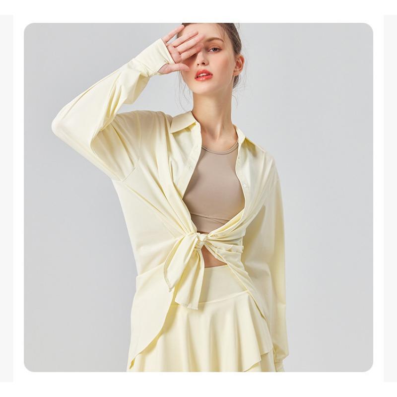 

Солнцезащитная рубашка, куртка, женский кардиган, шикарный тонкий топ с длинными рукавами L/XL жёлтый