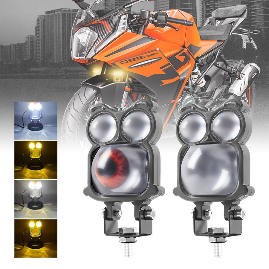 LED Owl Demon Eye Headlight Dynamic Motorcycle Devil Eyes Yellow White Flash Waterproof for Motorbike Car Headlight Accessories