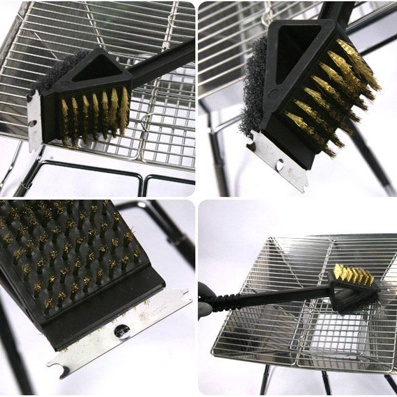 In 1 3 Barbecue Bbq Oven Grill Bristles Cleaning Stiff Brush Scraper Cleaner