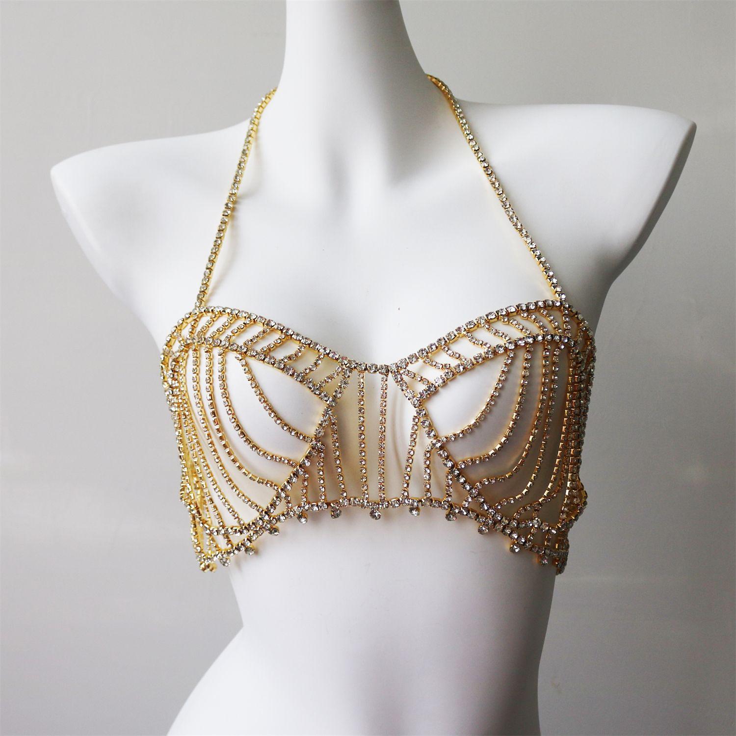 

European And American Hollow Bras, Nightclub Multi-Layer Fringed Rhinestone Bra Chains, Sexy Women Wear Jewelry Accessories