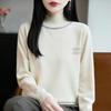 Autumn/Winter Rhinestone Semi-High Neck Knitted Sweater Top for Women