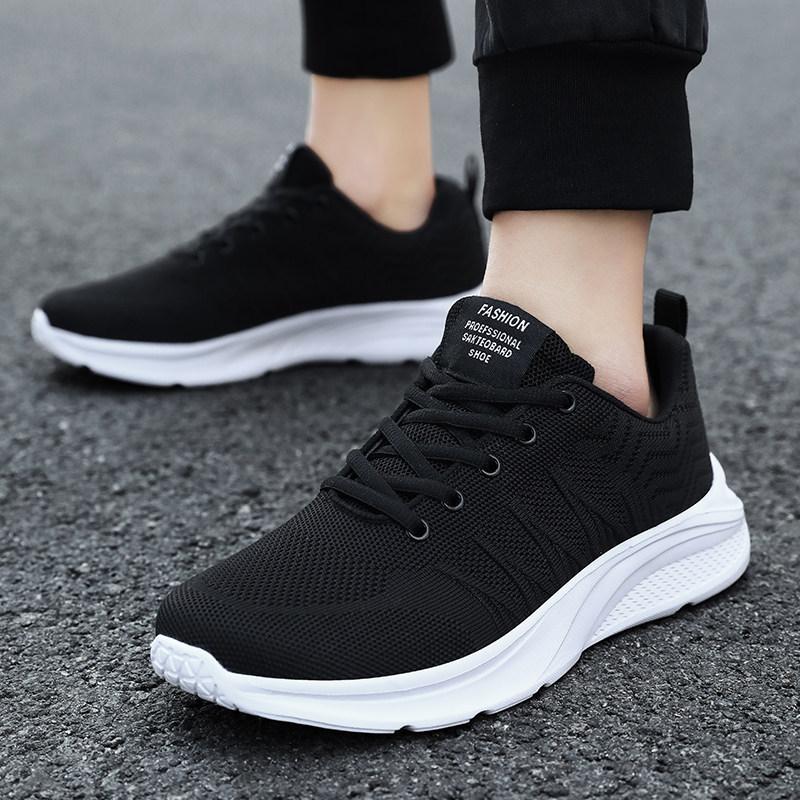 Autumn Black Casual Men's Shoes Student Mesh Breathable Running Shoes Soft-soled Sports Shoes Deodorant Travel Shoes Lightweight
