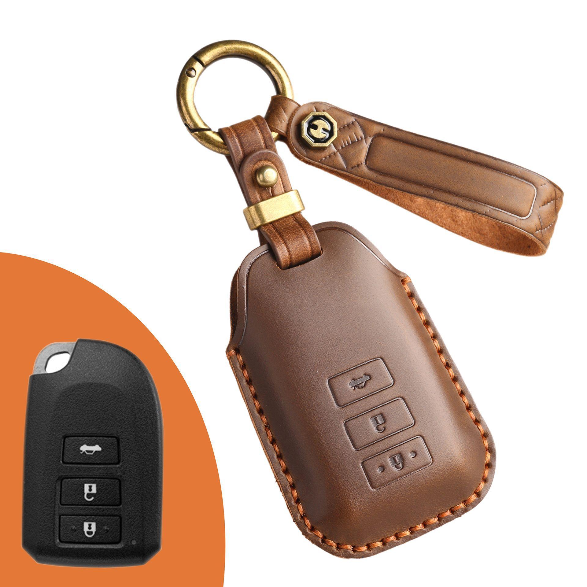 

The new retro key cover is suitable for Toyota Yaris pure hand-stitched leather key protection case ring.
