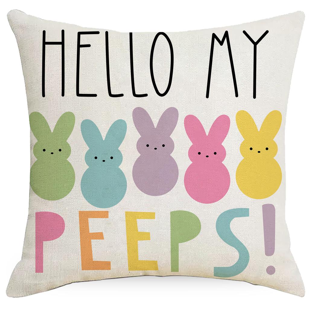 New Easter Pillowcase Cute Fun Rabbit Short Plush Linen Cushion Pillowcase