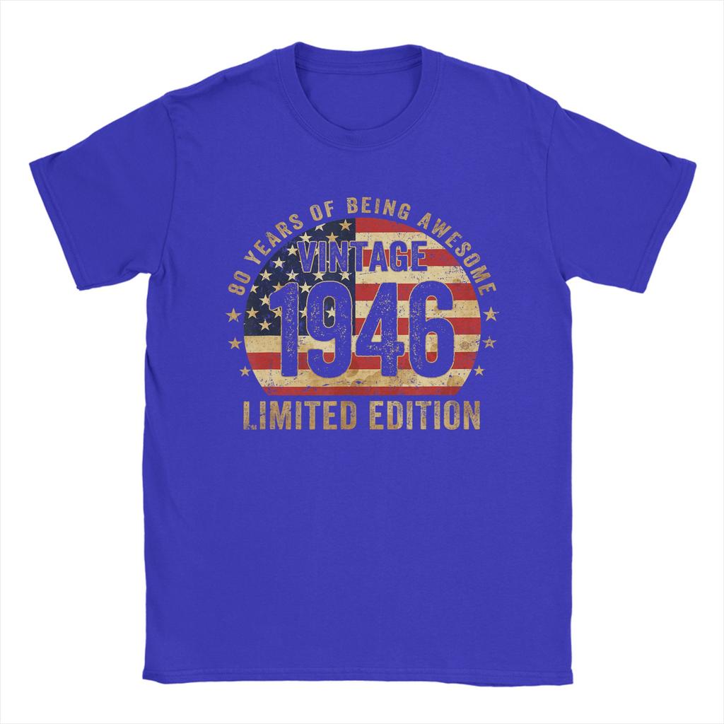 Vintage Made In 1946 American Flag 80th Birthday 80 Year Old TShirt Harajuku TShirts Tops Summer Cotton Plus Size 5XL Tees