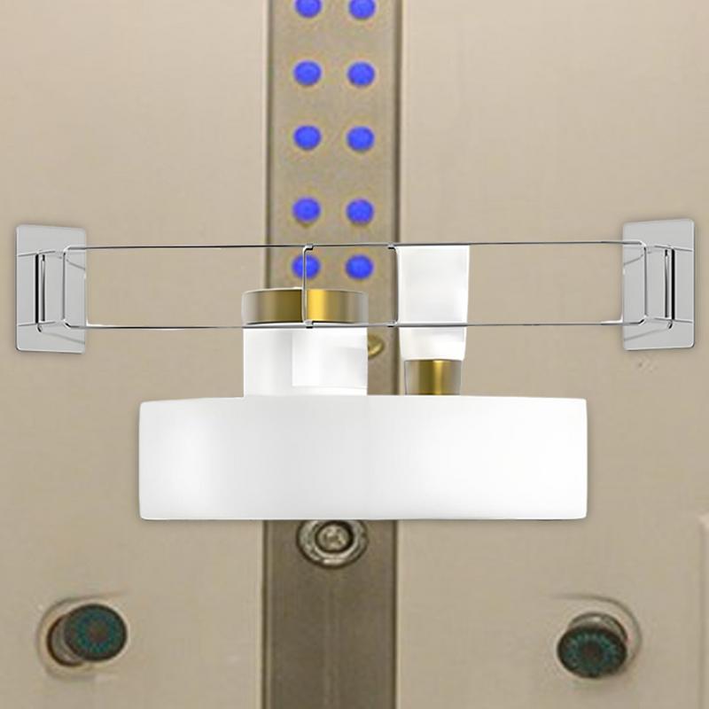 RV Shower Corner Bar Telescopic Storage Rod Toiletry Storage Adjustable Corner Shelves Bar Camper Travel Trailer RV Accessories