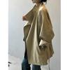 Women Long Sleeve Windbreaker Women Vintage Elegant Trench Coat Office Lady Belt Jacket Loose Waist Stand Collar Fashion Long Coats