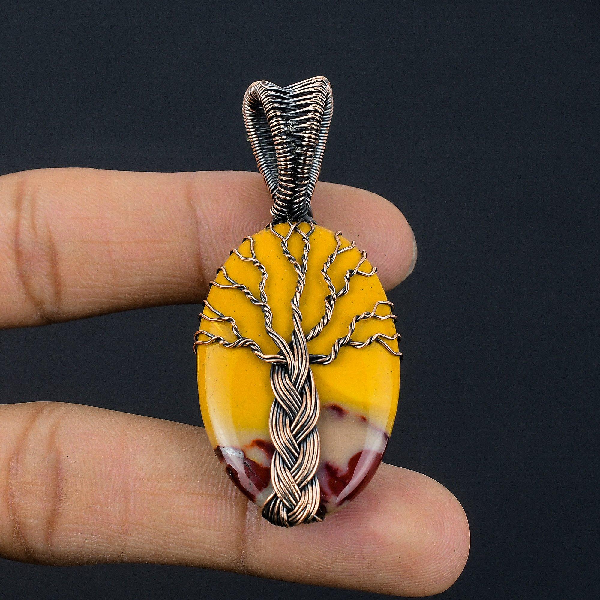 

Мукаит 999 Медная проволока с оплеткой Подвеска Ручная работа Ювелирные изделия из драгоценных камней, Подарки для жены Совершенно новая подвеска 2.55 Inches