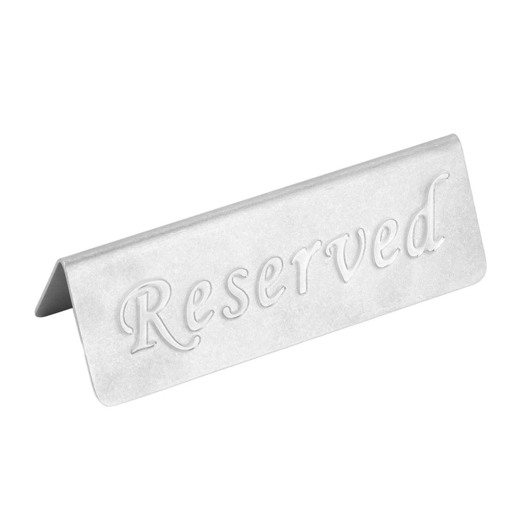 Stainless Steel Reserved Sign English Reserved Letter Table Marker Sandblasted Surface Silver