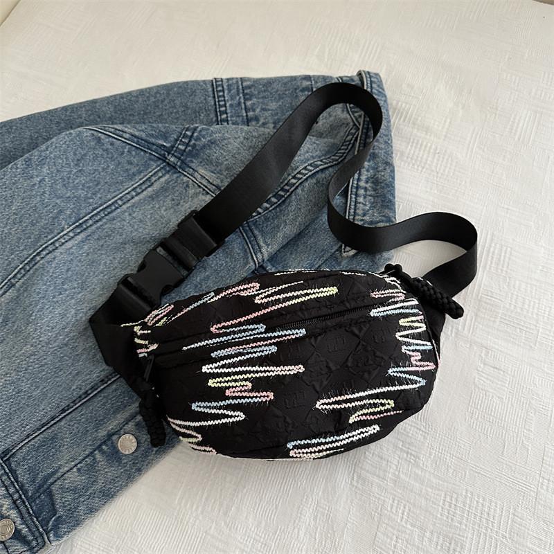Cute Korean Style Striped Lightweight Crossbody Chest Bag For Casual Everyday Use