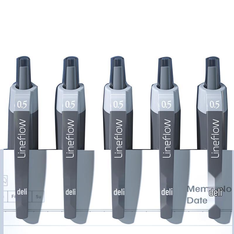 Deli S08 Retractable Gel Pen, 0.5mm, Black (12-pack)