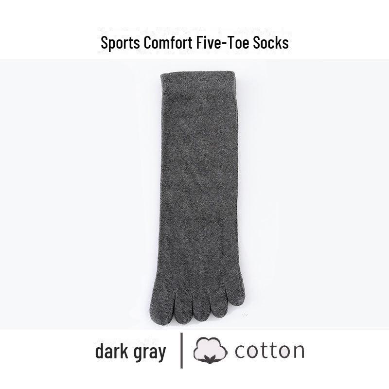 Men's Winter Mid-Tube Five-Toe Sports Socks - 80% Cotton, Deodorant