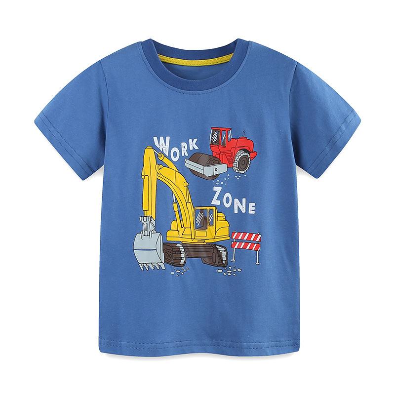 Summer New Boys T-Shirt Cartoon Print Crew Neck Pullover Kids Top 2Y(90cm)