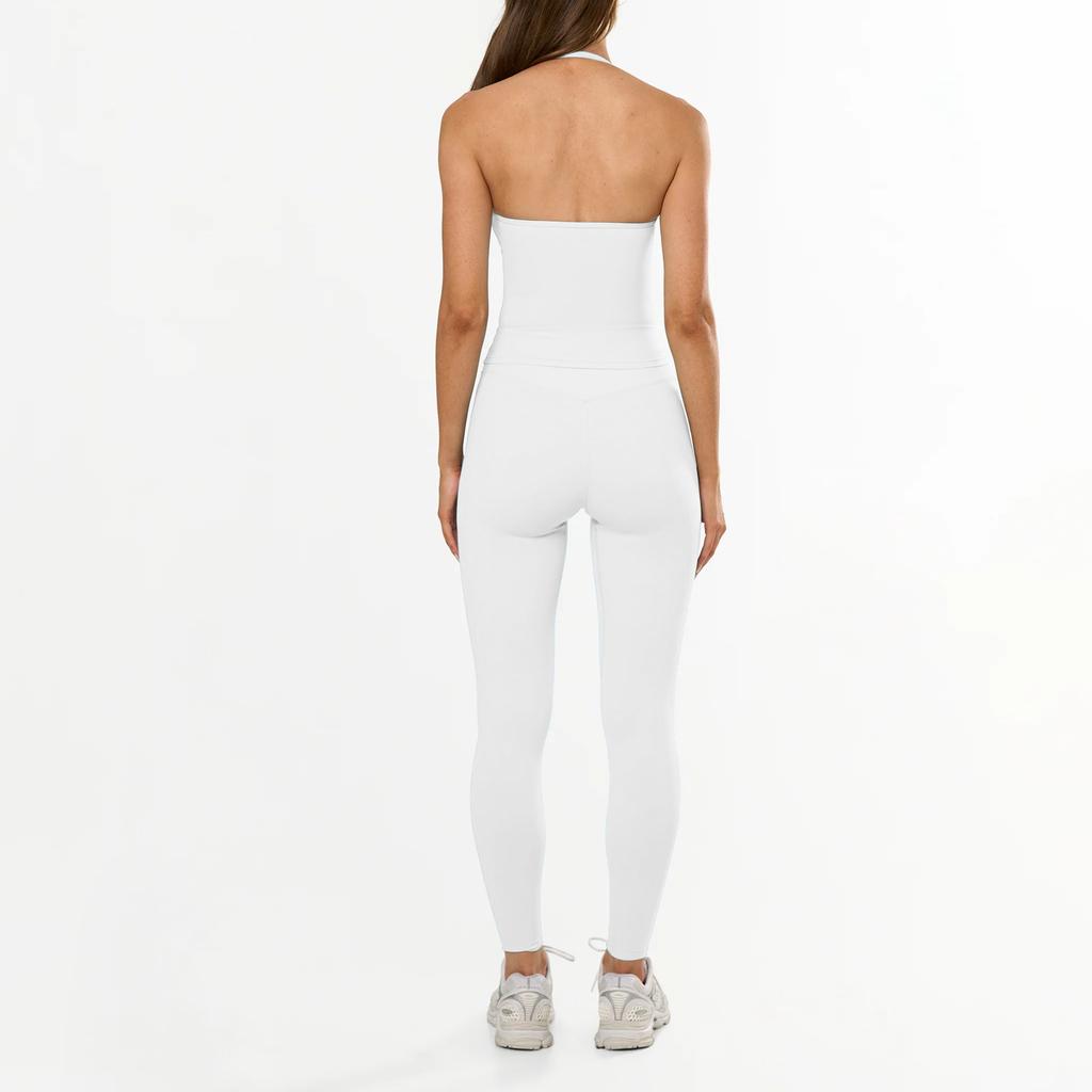 Yoga suit, neck vest, high waist trousers, fitness sports running top, leggings, two-piece set