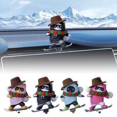 Car Skateboard Bear Ornaments Center Consoles Screen Pendants Decorations with Slide Rail Dashboard Decorations