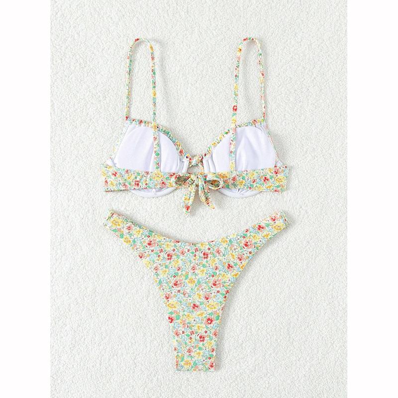 Maillot de bain deux pièces pour femme, push-up, sexy, imprimé, uni