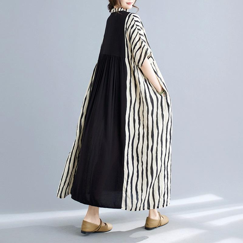 Manica corta Plus size cotone vintage nuovo in abiti da donna casual abito lungo estivo ampio