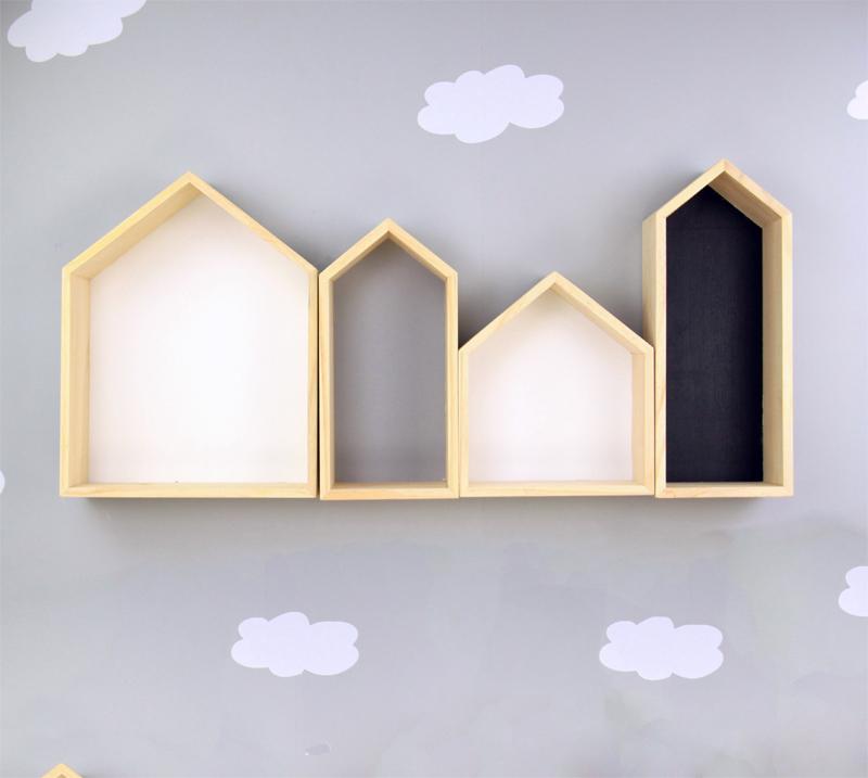 Wooden Creative Storage Rack Children'S Room Bedroom Wall Decoration Storage Rack Wall Shelf For Home Office Decorative Storage