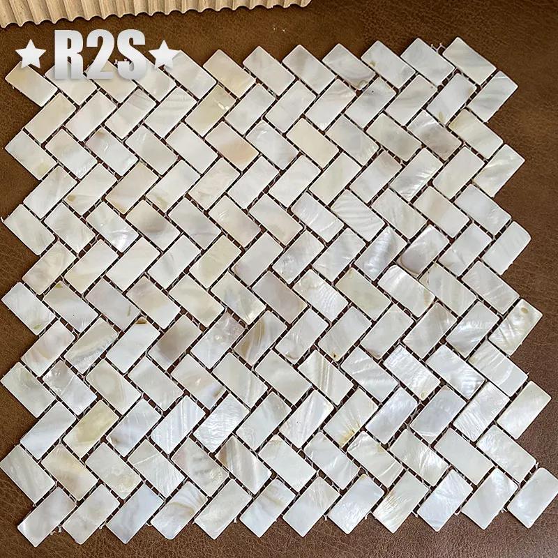 Shell Mosaic Tile Natural White Mother of Pearl Wall for Kitchen Backsplash Bathroom Tiles Decoration Crafts Materials