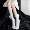 Lolita lace trim short mid-calf socks for women, solid color, thin summer style lolita Cute and versatile for soft girls