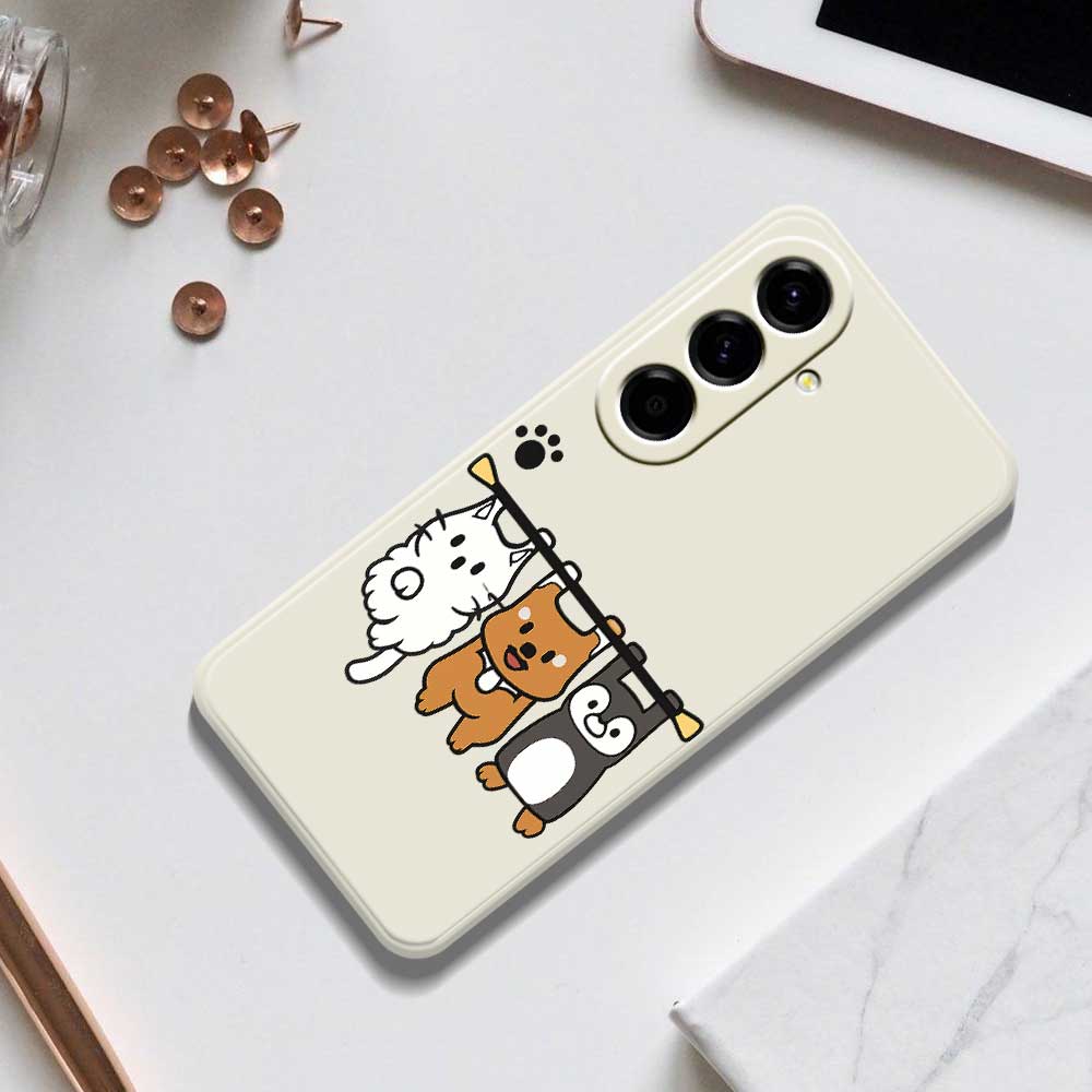 For Samsung Galaxy A56 5G Case Three Animal Dolls Pattern Printing Straight Edge TPU Phone Back Cover
