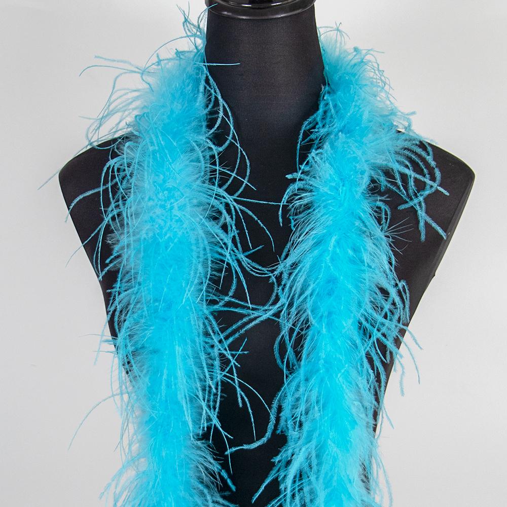 

DIY 2Meter/lot Natural Ostrich Feathers Boa 1 layer Thickness Feather Trims for Carnival Party Clothing Sewing Plumes Handbag Decor 2 Meters небо синє кольору