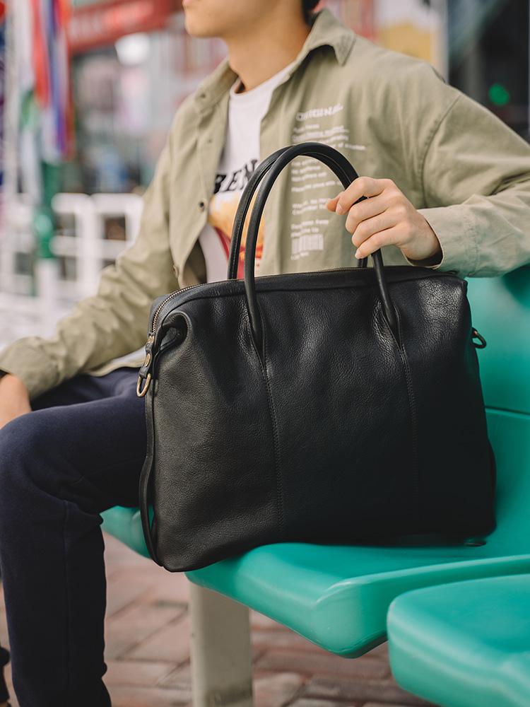 Genuine Leather Black Men Handbag Man Briefcase Brown Business Shoulder Crossbody Bag Cowhide Office 17 Inch Laptop Bag