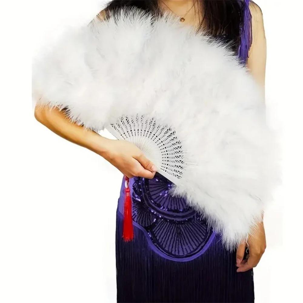 Traditional Handheld Feather Fan Colorful Cosplay Props Fan Wedding Folding Fan  Home Decoration