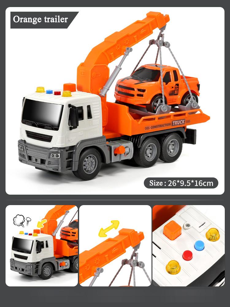 Children s trailer toy transport flatbed truck large crane crane road rescue car boy car toy birthday gift