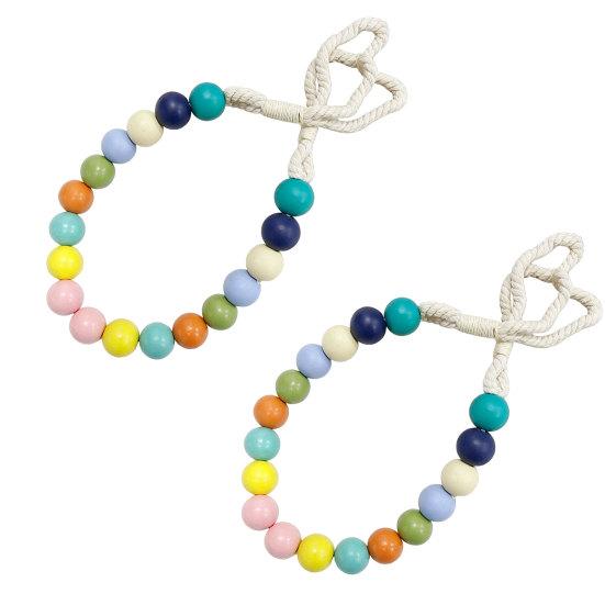 2Pcs Wood Bead Curtain Tiebacks, Curtain Holdbacks for Thin or Thick Window Draperies, Boho Farmhouse Curtain Tiebacks, Curtain Tie Backs for Home