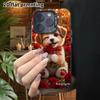 Phone Case: 2D Flat, Suitable for iPhone 18 17 16 15 14 13Pro In Color Silver Protective Case, Couple Style, Rose Garden Puppy, Christmas and Hallowee