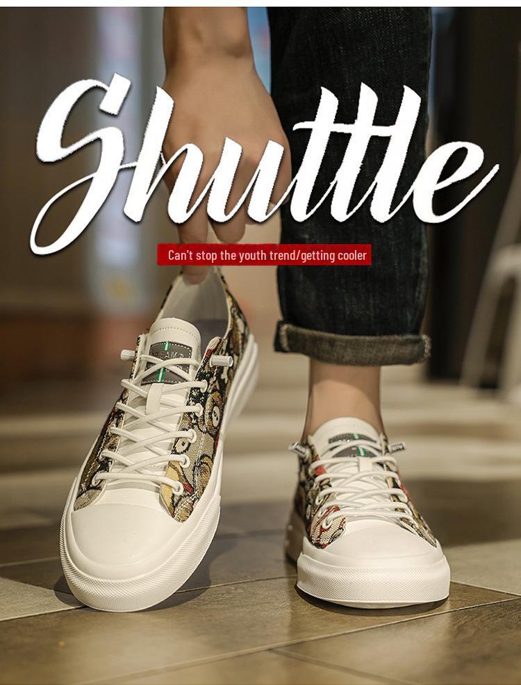 Men's Breathable Cartoon Bear Trendy Low-Top Casual Shoes - Four Seasons Wear-Resistant Flat Sneakers