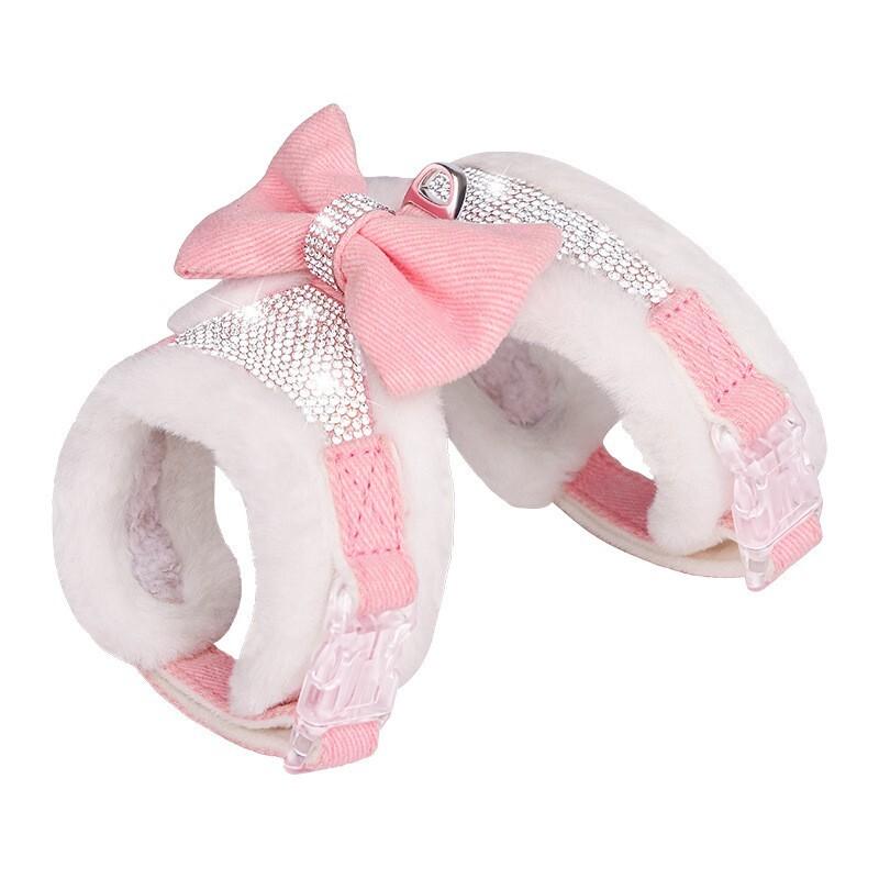 

Зимова флісова шлея для собак Тепла домашня кішка Жилет Пальто Одяг для цуценя Французький бульдог m рожевий