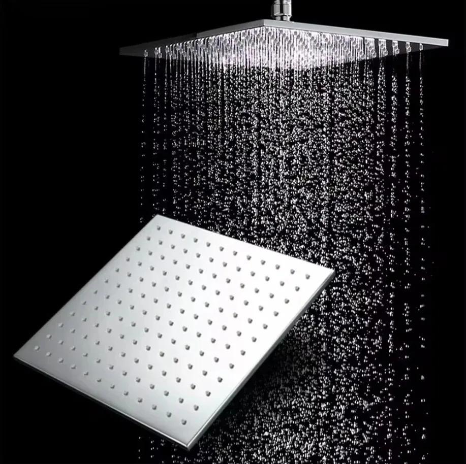 Stainless Steel 8/10/12 Inch Rainfall Shower Heads Square Showerhead Ultra Thin Waterfall Shower Head Pressurized Shower Head