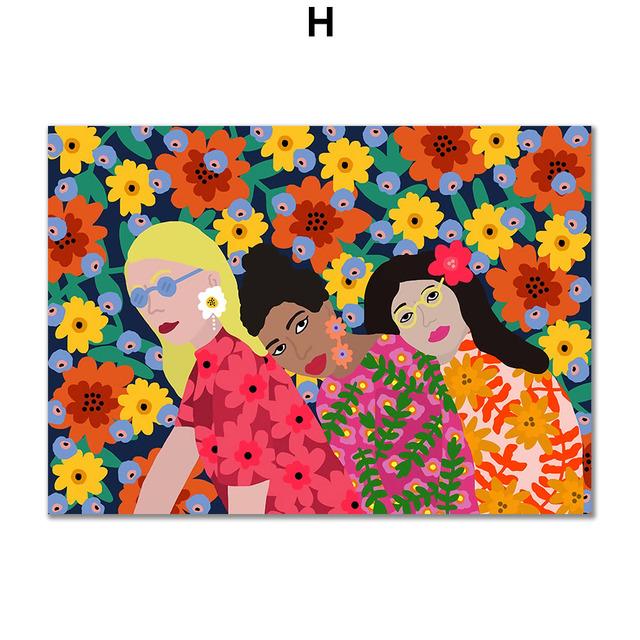 Colorful Abstract Girl Butterfly Flower Wall Art Canvas Painting Nordic Posters And Prints Wall Pictures For Living Room Decor No Frame