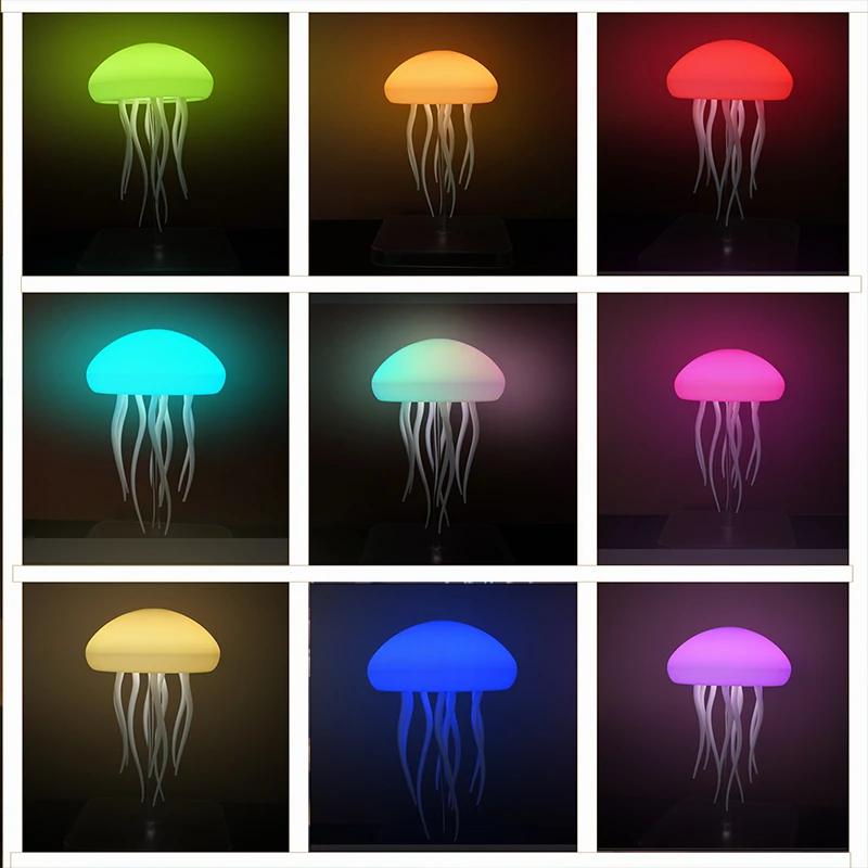 Jellyfish Lamp Remote & Touch Controlled, RGB Gradient Rechargeable Dancing Tentacles Night Light for Home Office Bedside Decor