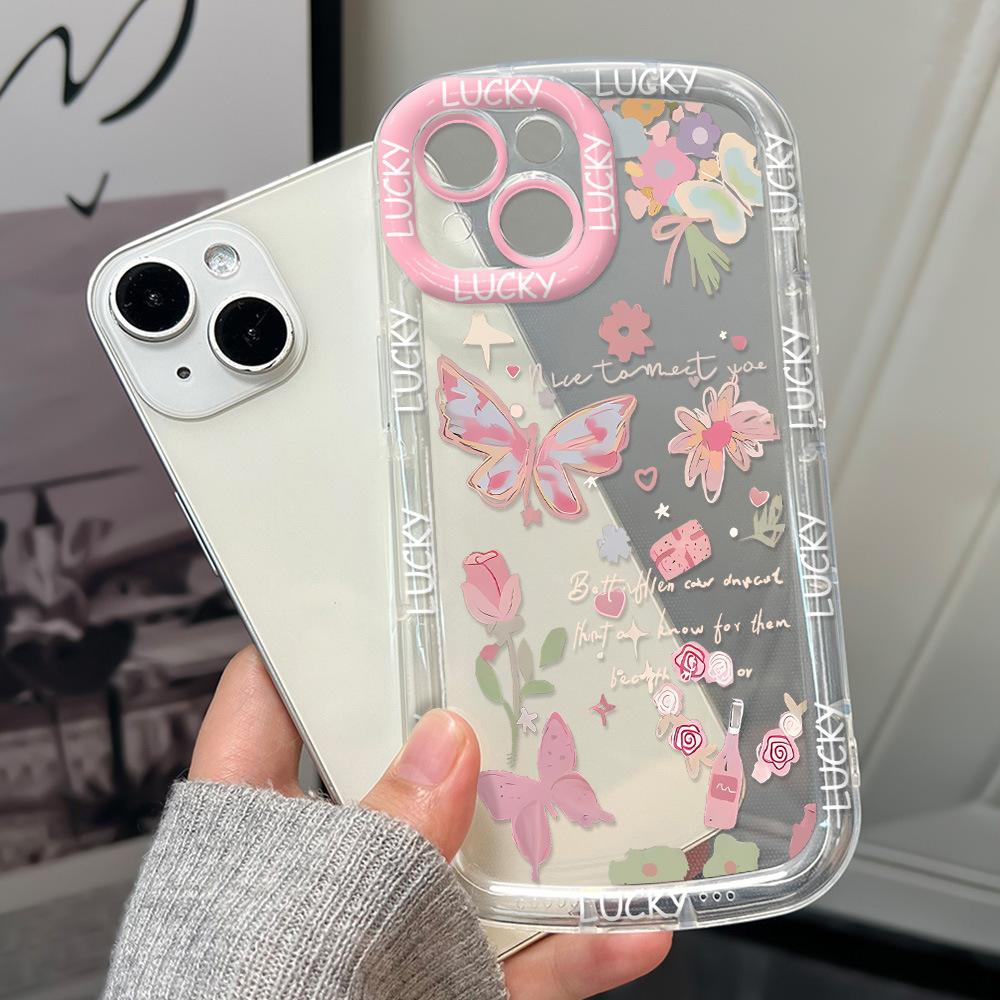 Personalized and creative butterfly flowers for iPhone17 mobile phone case 14 Apple 13 fine hole 12/15 advanced 16th generation