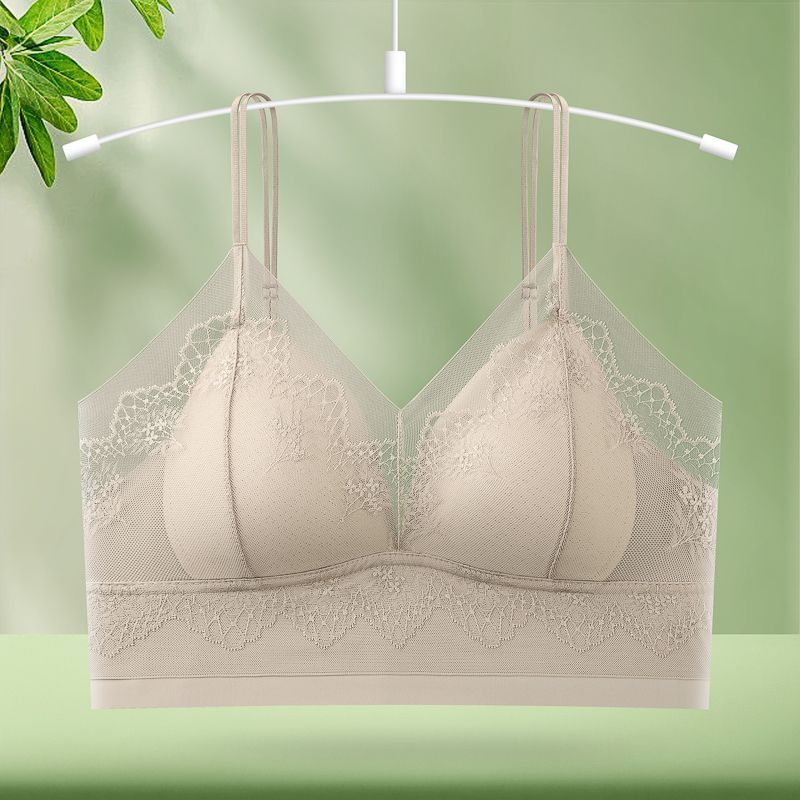 

Топ-майка на бретелях, кружевной, бесшовный, летний, тонкий, с подкладкой, цельный, с фиксированной чашкой, большого размера, без спинки, нижнее белье XL
