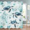 Mondo Sottomarino Alghe Coralli Pesci Tenda da Doccia, Tenda da Doccia Decorativa per Bagno, Tenda da Doccia Impermeabile con Ganci