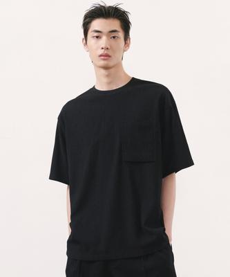 Crinkle Oversized Woven T-Shirt [Black]