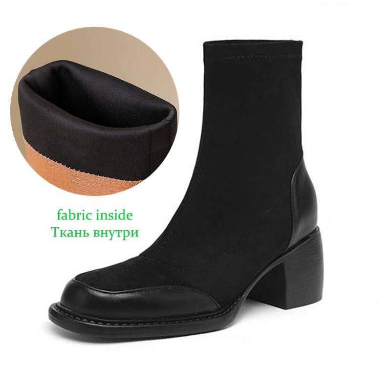 Krazing Po Mikrofaser Winter Runde Zehenpartie Größe 33 Chelsea Boots Größe 43 Slipper Dicke Hohe Absätze Beauty Lady Stiefeletten