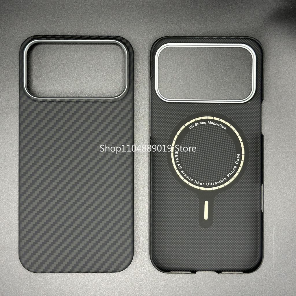 Real Aramid Carbon Fiber for iPhone 17 Air 16 pro max 15pro Ultra-thin Magnetic Case Anti-fall Metal Lens Protection Hard Cover