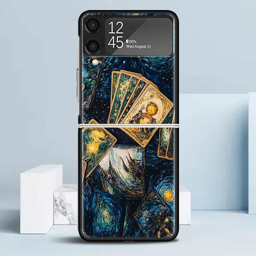 Witch Tarot Card Black Cover for Samsung Galaxy Z Flip 7 6 5 4 3 5G Phone Case Flip7 Flip6 Flip5 Flip4 Flip3 Pattern Case Galaxy