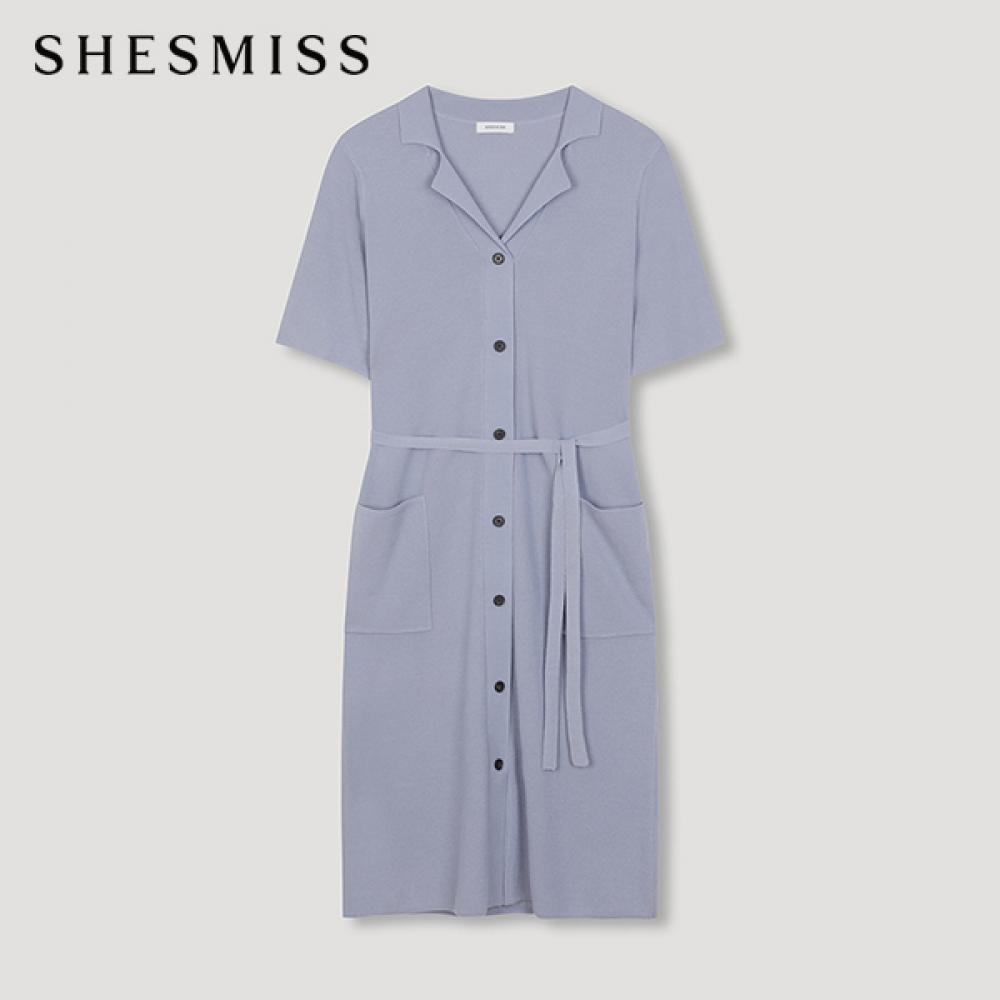 

She S miSS Open Collar Knit dreSS SSkopn22010 Bl Blue/55