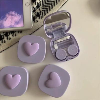 Pink Love trojrozměrný se zrcadlovým barevným pouzdrem na kontaktní čočky High Sense Girl Roztomilý Macaron Color Ins Invisible Couple Box