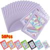 50Pcs Holographic Laser Color Ziplock Bag Resealable Plastic Zip Lock Bag Thick Smell Proof Packaging Pouch