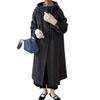 2025 Autumn/Winter Women's Loose Hooded Double-Sided Cashmere Coat with Horn Buttons
