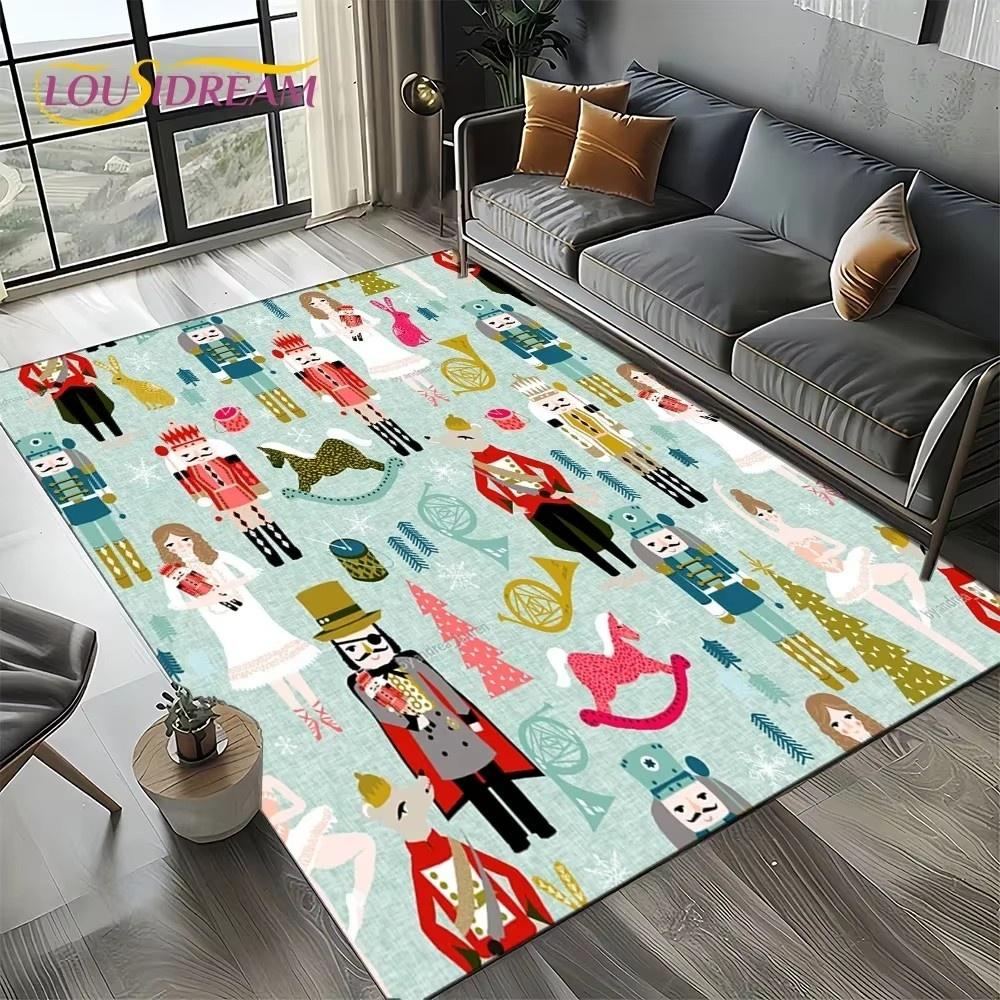 Cartoon Christmas Tree New Year Nutcracker Fairy Tales Carpet Rug for Living Room Bedroom Home Sofa Decoration,Kids Floor Mat