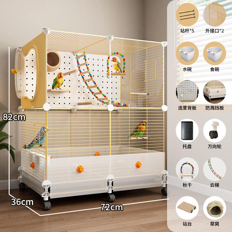 Gaiola Grande para Pássaros Papagaios com Design Anti-Espalhamento para Calopsitas e Periquitos, Aviário de Luxo para Periquitos Casa de Voo Premium para Animais de Estimação