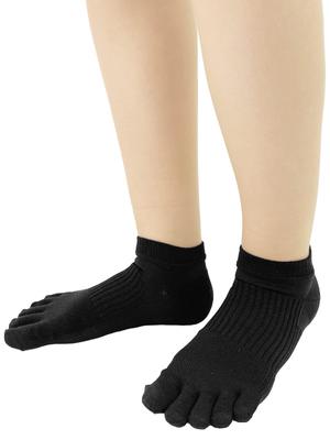 Kaitac Family Boshi Care, Made In Japan, Women's Five-Toe Support Socks, Short Ankle Socks (Sizes 25.0-26.0, Black)